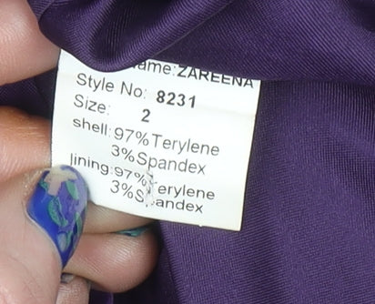 Unique Boutique Women's Purple Satin One Shoulder Ruffle Blouse Size 2 - Image 4