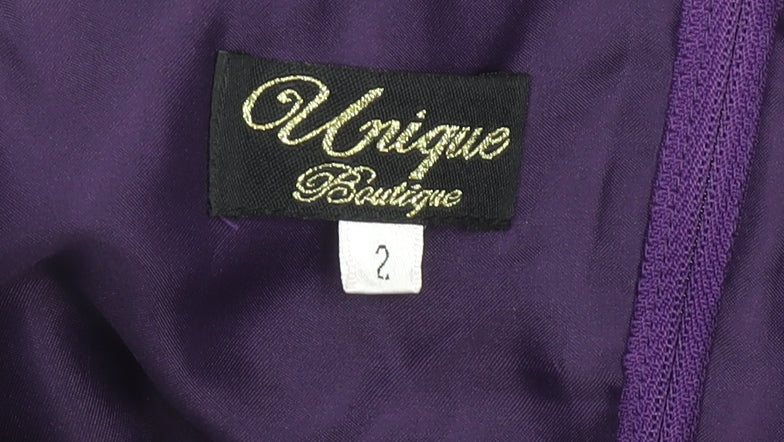Unique Boutique Women's Purple Satin One Shoulder Ruffle Blouse Size 2 - Image 5