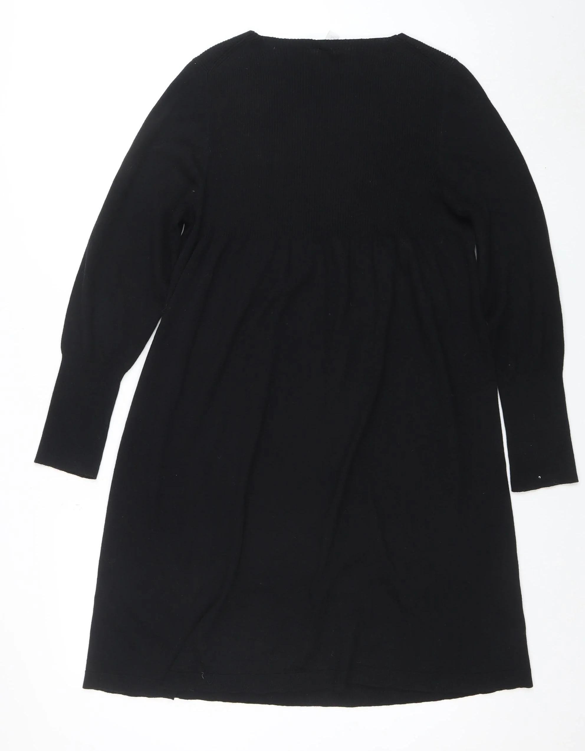 Untold Women’s Black Knit Cotton Wool V-Neck Long Sleeve Sweater Dress M - Image 3