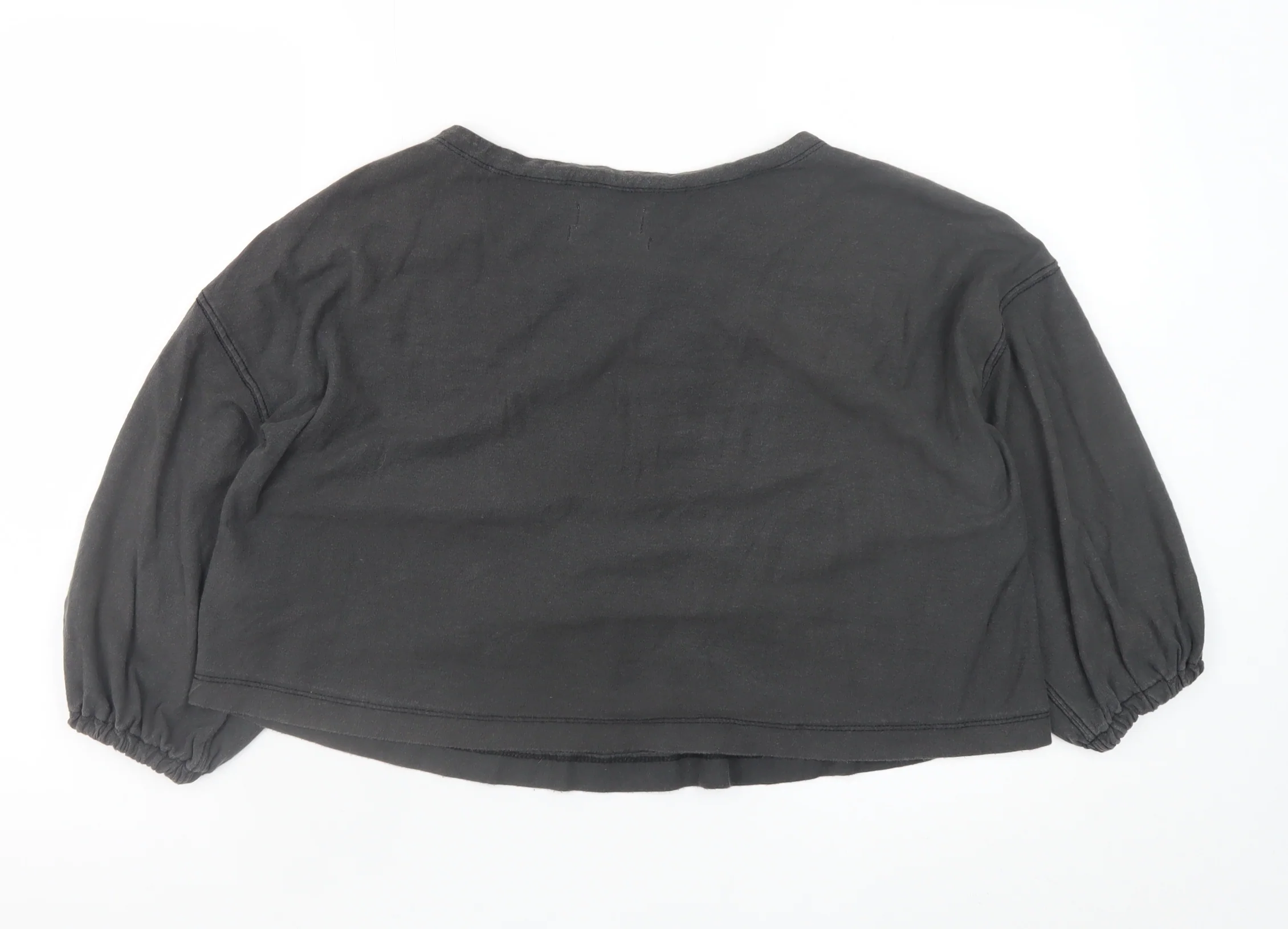 Urban Outfitters Womens Black Cotton Cropped Boho Lace Up Blouse M - Image 3