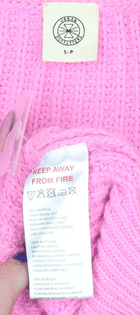 Urban Outfitters Womens Pink Chunky Knit Cropped Cardigan Size S - Image 4