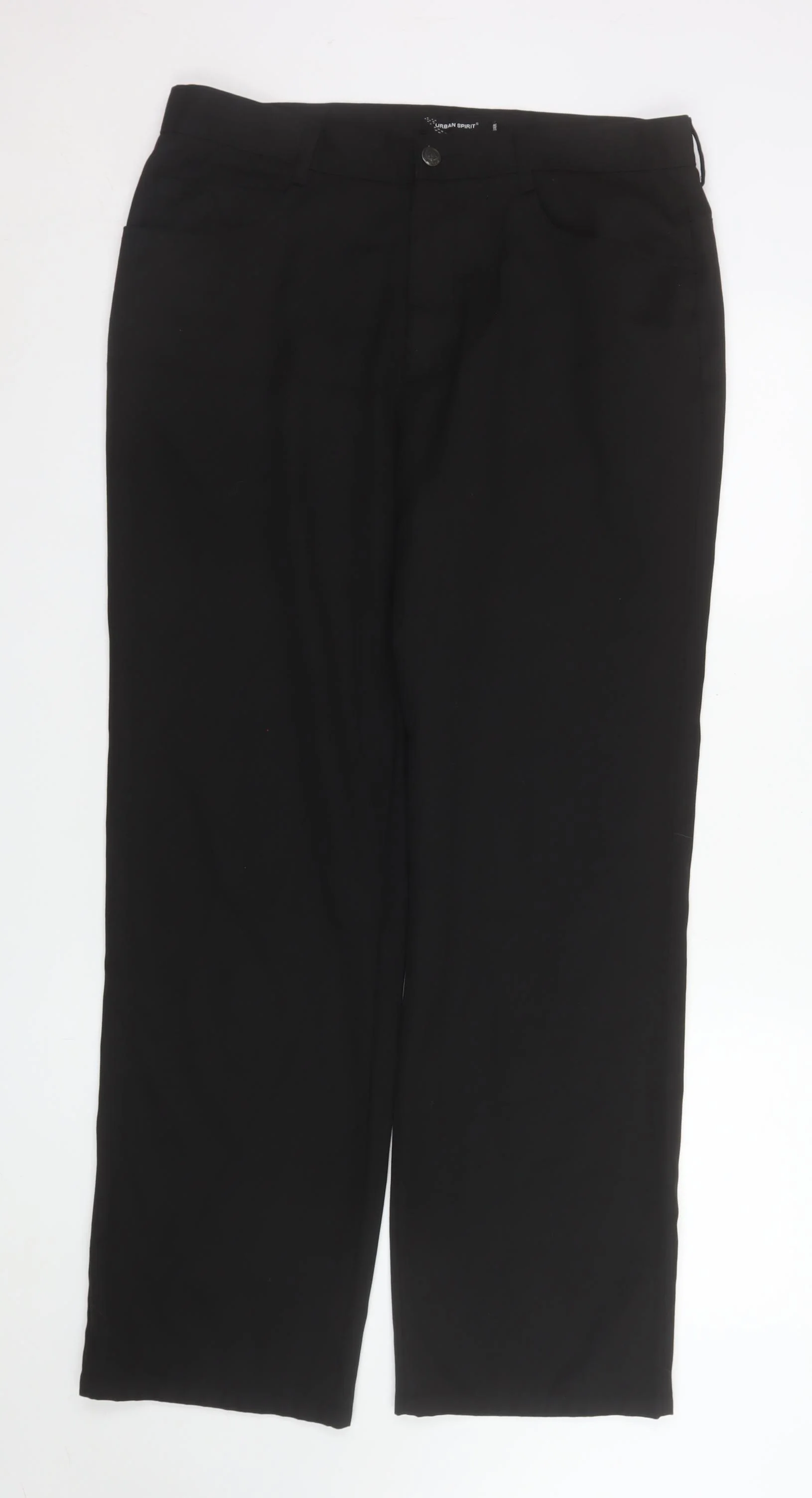 Urban Spirit Mens Black 34R Straight Leg Regular Fit Trousers