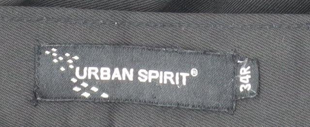 Urban Spirit Mens Black 34R Straight Leg Regular Fit Trousers - Image 4