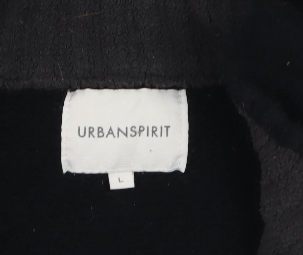 Urban Spirit Men's Black Fleece Zip Jacket L Regular Fit Casual Outerwear - Image 5
