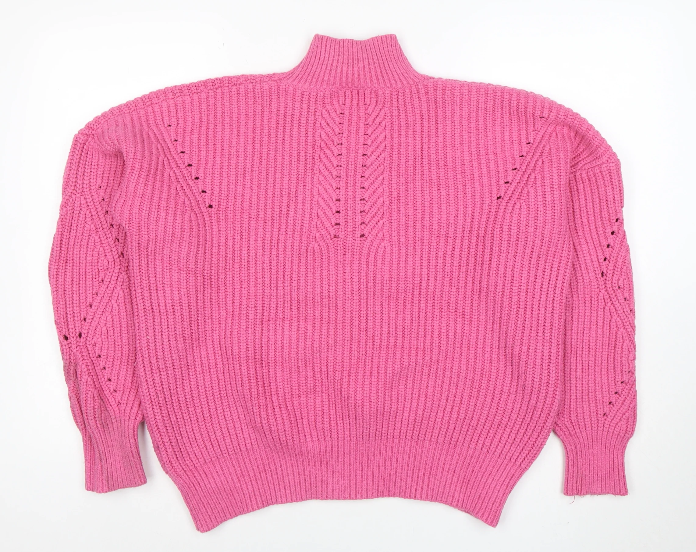 V by Very Women Pink Rib Knit Mock Neck Pullover Jumper Size 14 - Image 3