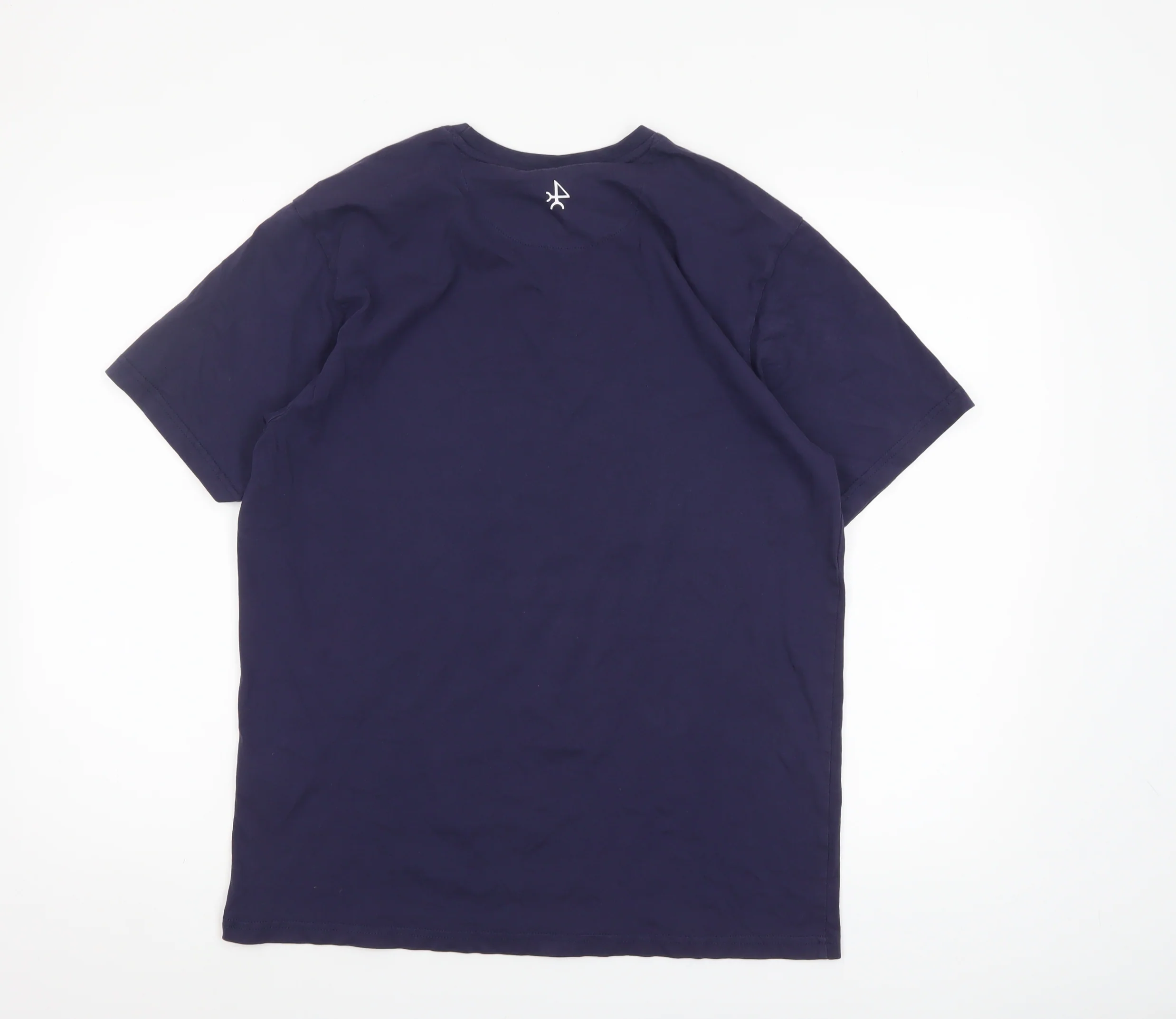 Valecuatro Men’s Blue Cotton Crew Neck Graphic T-Shirt Size L - Image 3