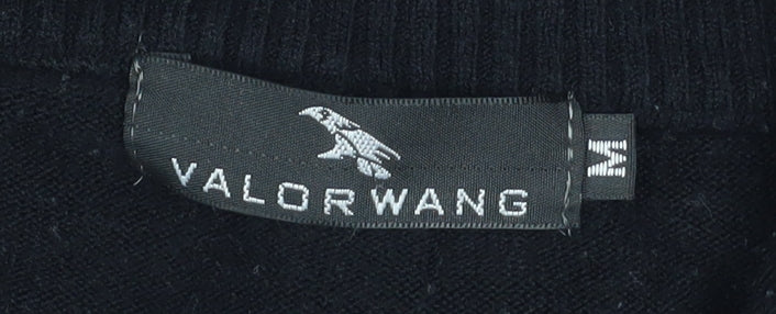Valorwang Men's Black Knit Full Zip Jacket M with Brown Patches - Image 4