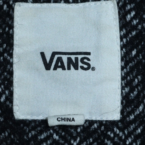 Vans Men's Black Herringbone Wool Blend Bomber Jacket Size M - Image 5