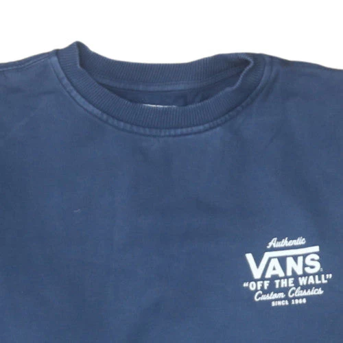 Vans Mens Blue Pullover Sweatshirt Small Crew Neck Classic Logo - Image 8