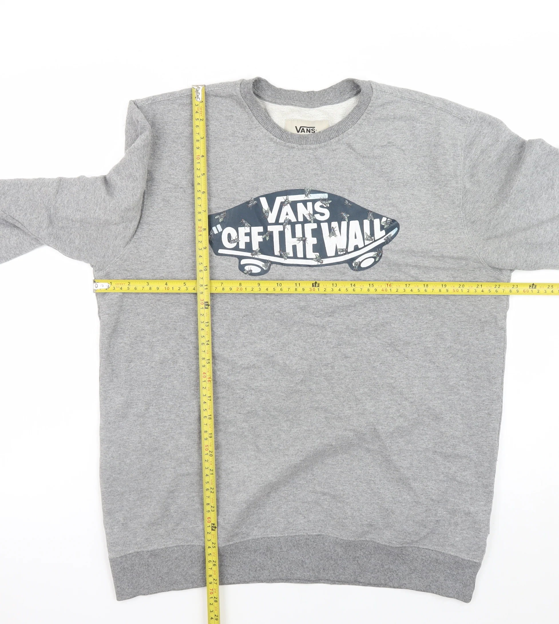 Vans Men's Grey Crew Neck Logo Pullover Sweatshirt Size Large - Image 2