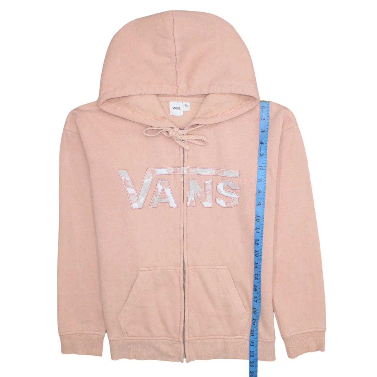 Vans Womens Pink Full Zip Hoodie XS Cotton Blend Casual Sweatshirt - Image 3