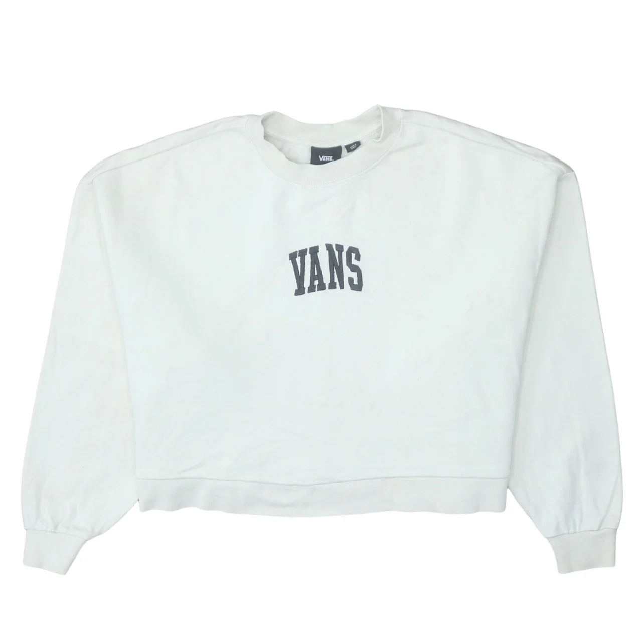 Vans Womens White Medium Pullover Sweatshirt Cotton Logo Casual