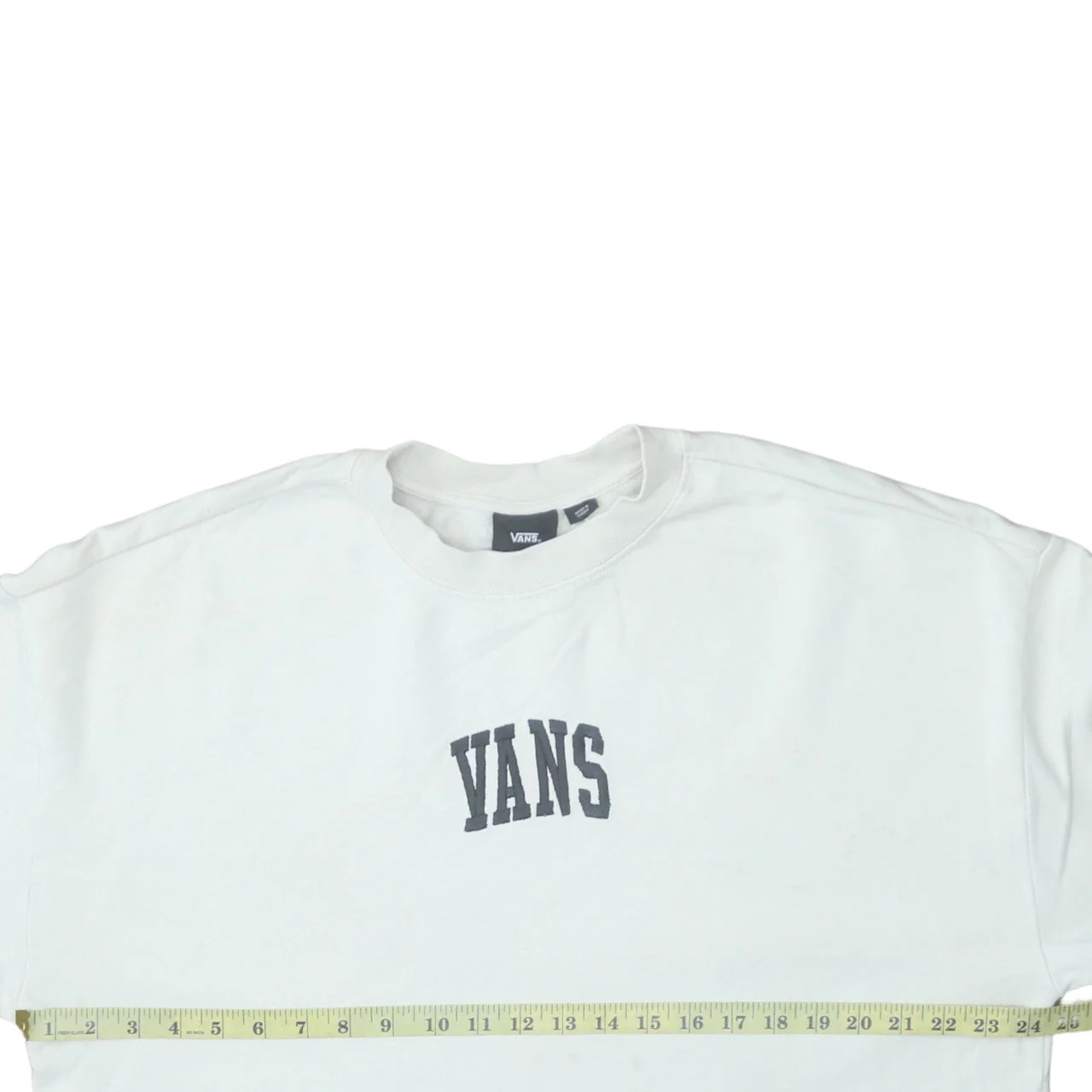 Vans Womens White Medium Pullover Sweatshirt Cotton Logo Casual - Image 3