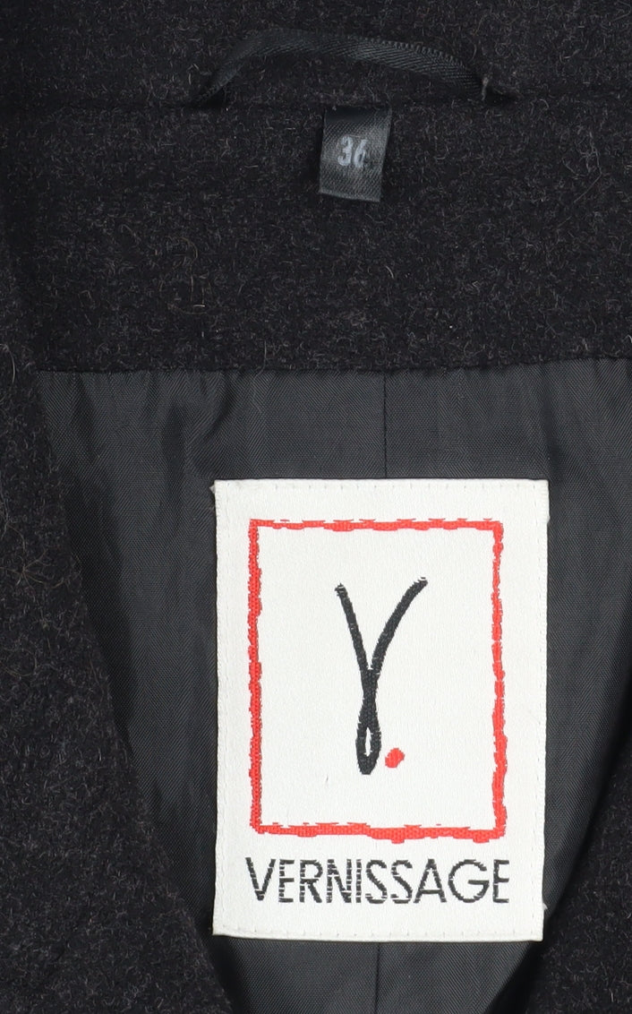 Vernissage Women’s Black Wool Pea Coat Size 8 Mid-Length Smart - Image 4