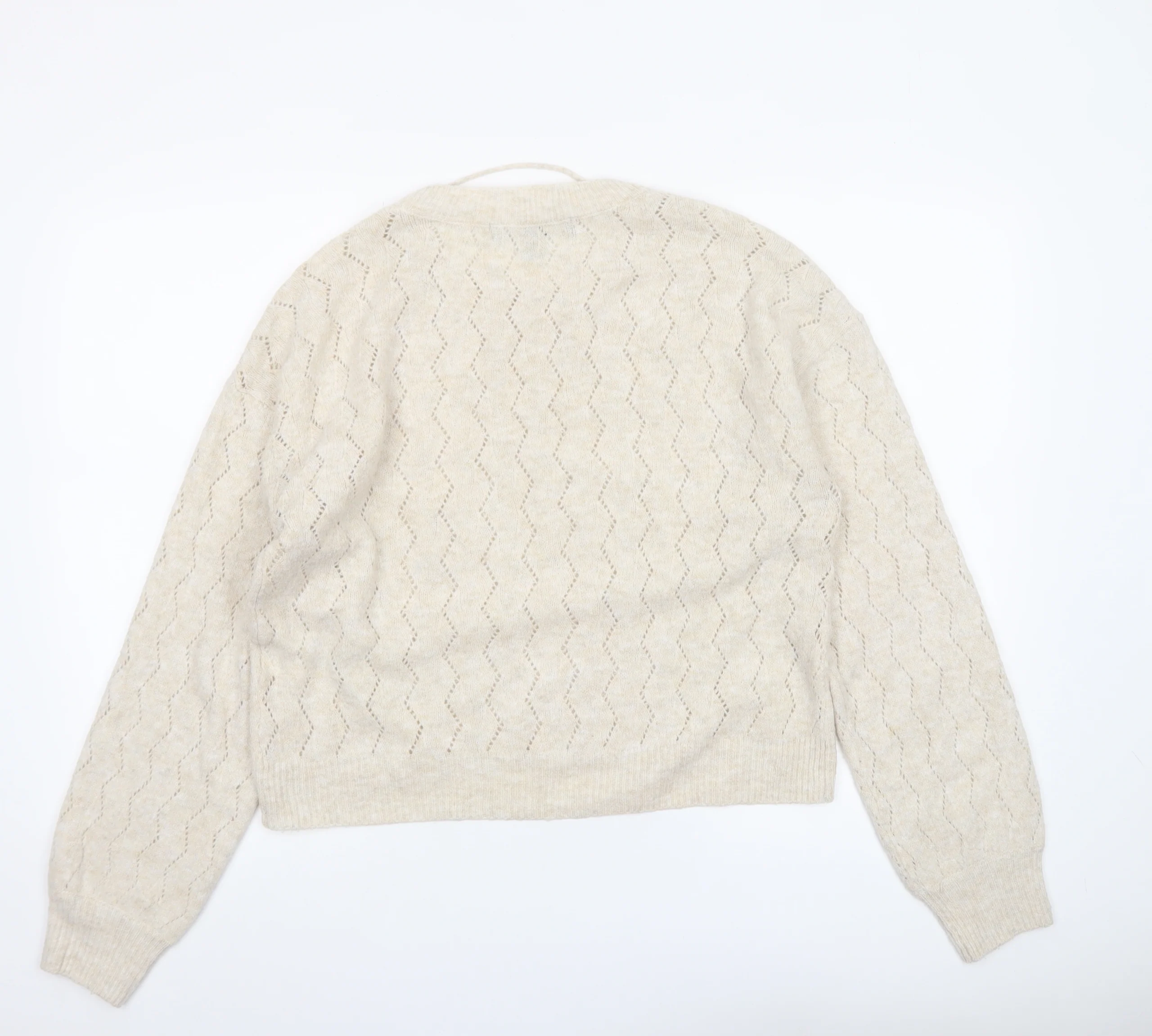 Vero Moda Women’s Beige Cable Knit Pullover Jumper Size M - Image 3