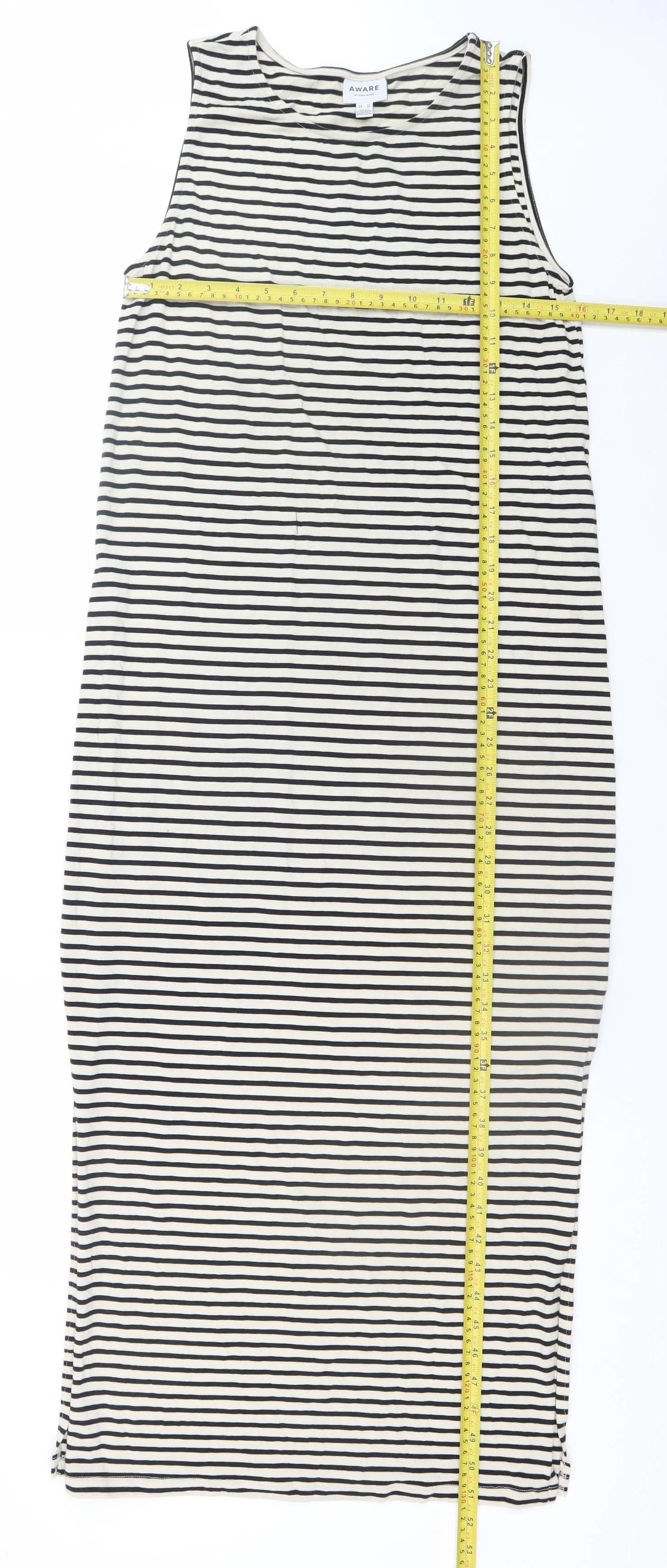 Vero Moda Women’s Black Stripe Sleeveless Tank Dress Size 12 - Image 2