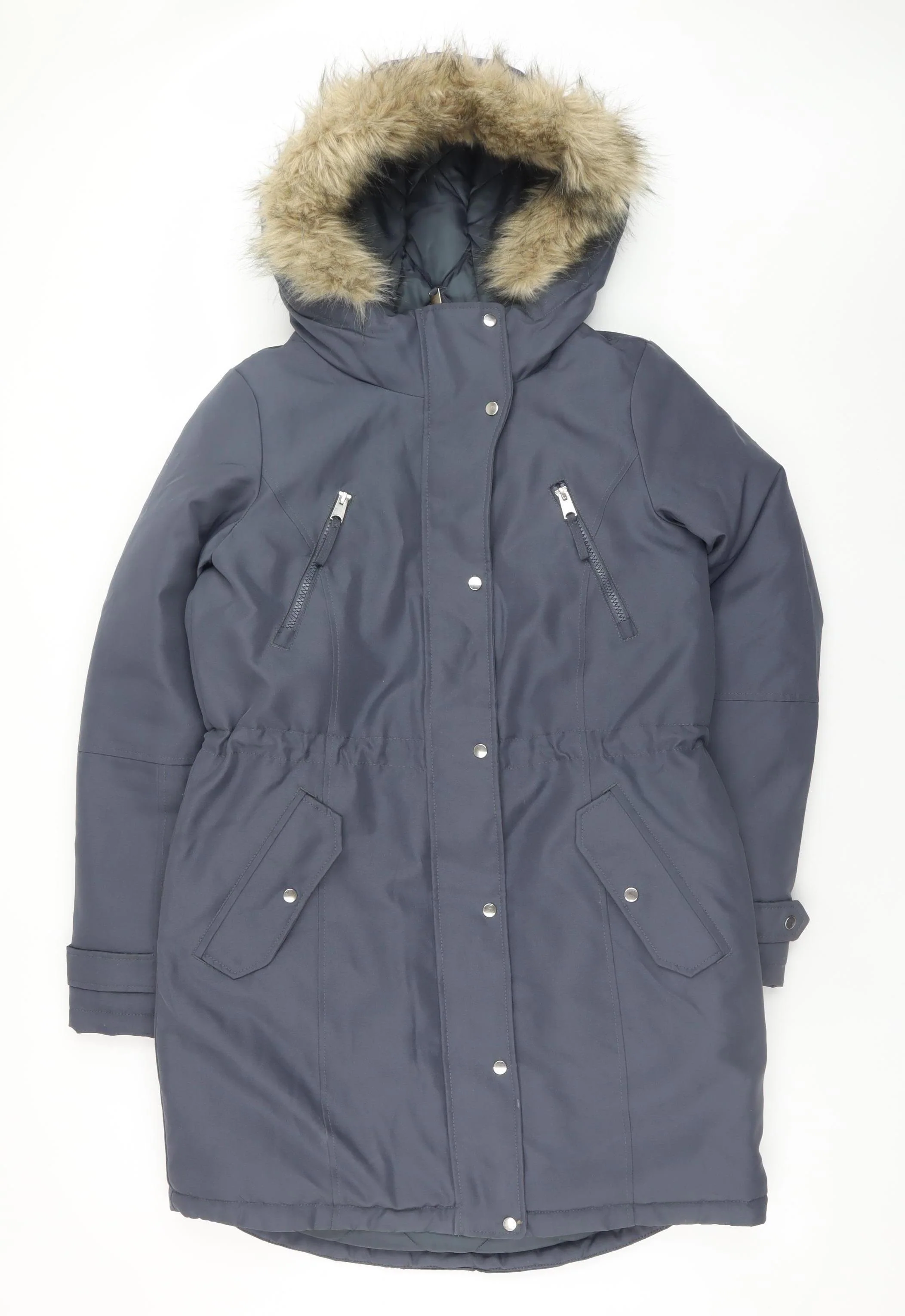 Vero Moda Women’s Blue Faux Fur Hooded Parka Coat Size S