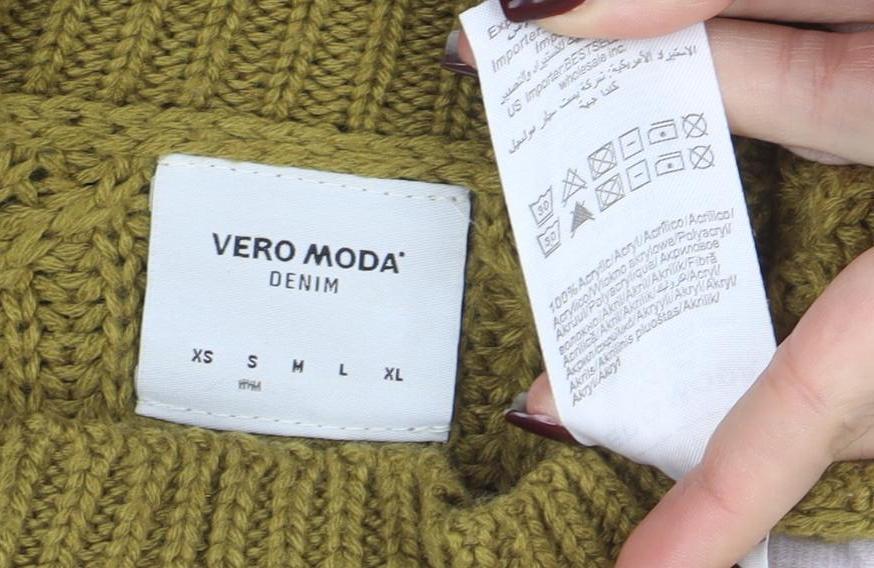 Vero Moda Women’s Green Chunky Knit High Neck Pullover Jumper M - Image 4