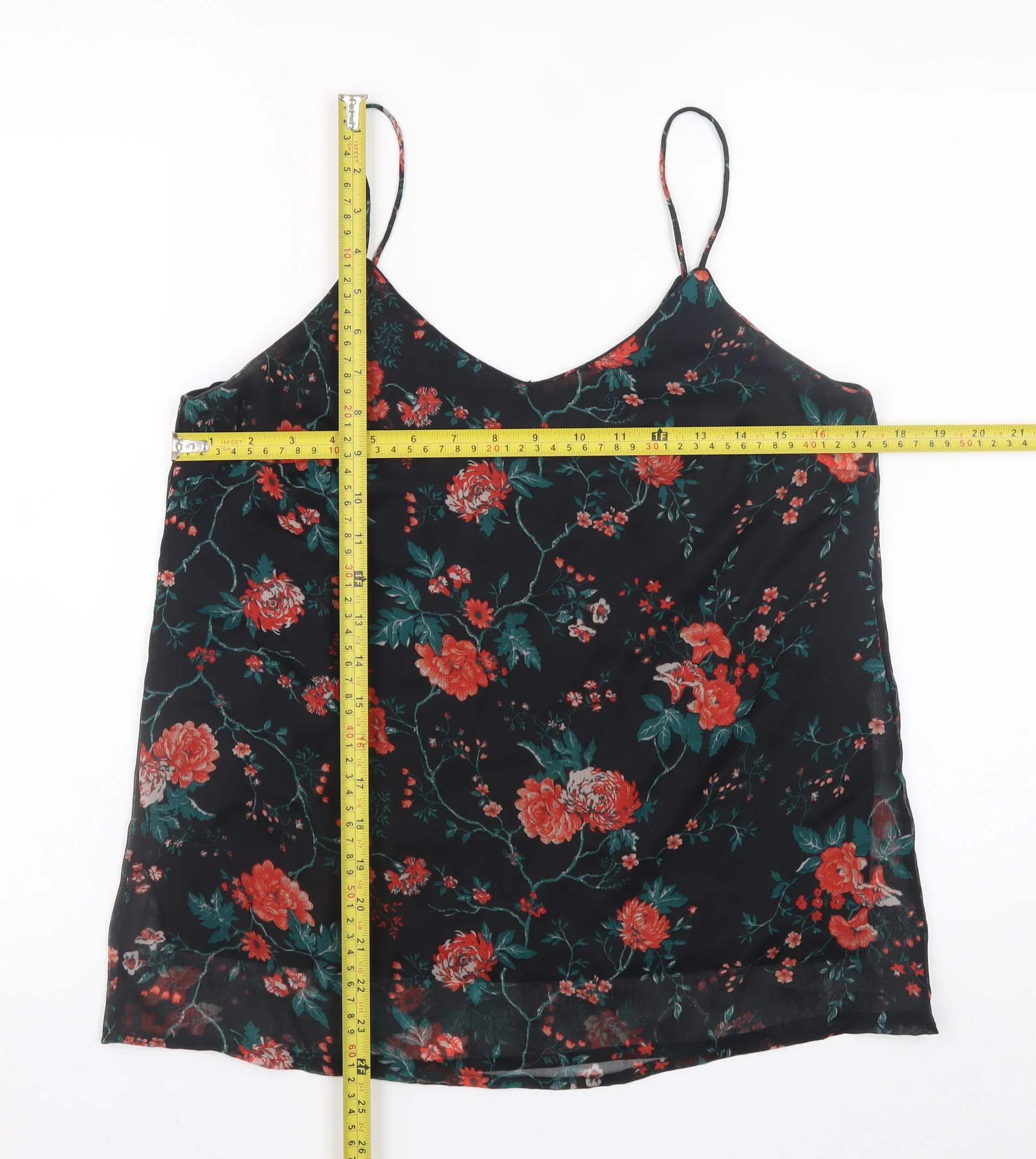 Vero Moda Women's Black Floral Camisole Top Size M Sleeveless - Image 2