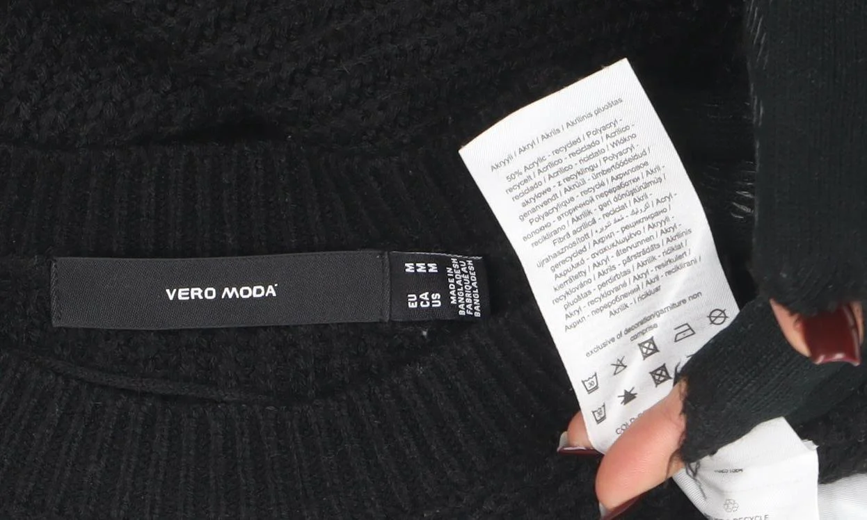 Vero Moda Women's Black Knit Sleeveless Crew Neck Vest Jumper M - Image 4