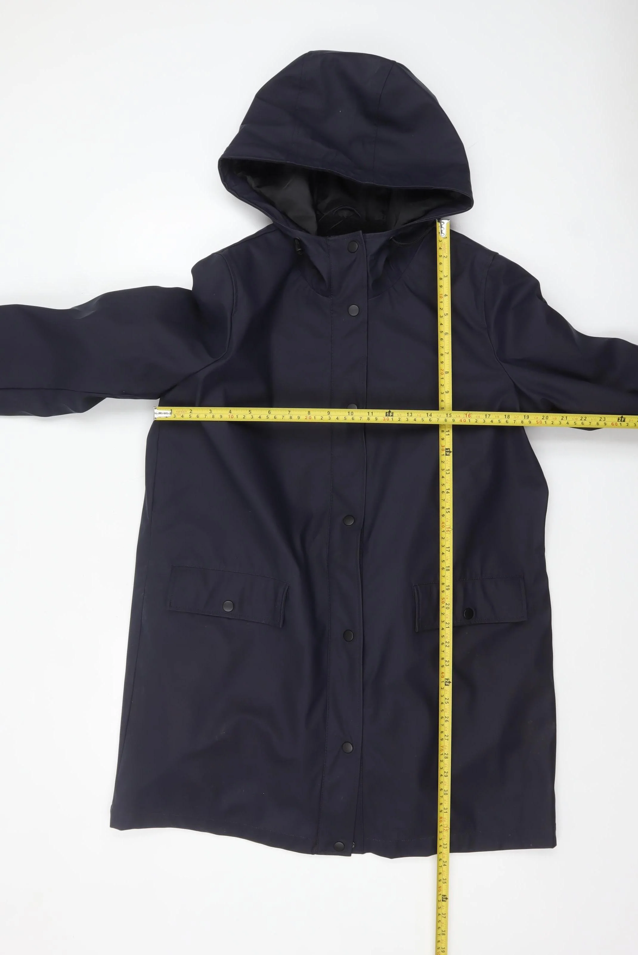 Vero Moda Womens Blue Waterproof Hooded Rain Coat Size M - Image 2