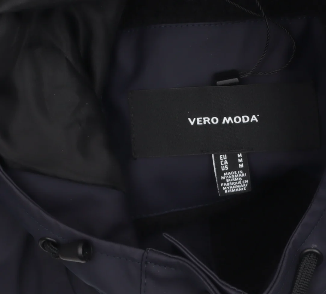 Vero Moda Womens Blue Waterproof Hooded Rain Coat Size M - Image 5