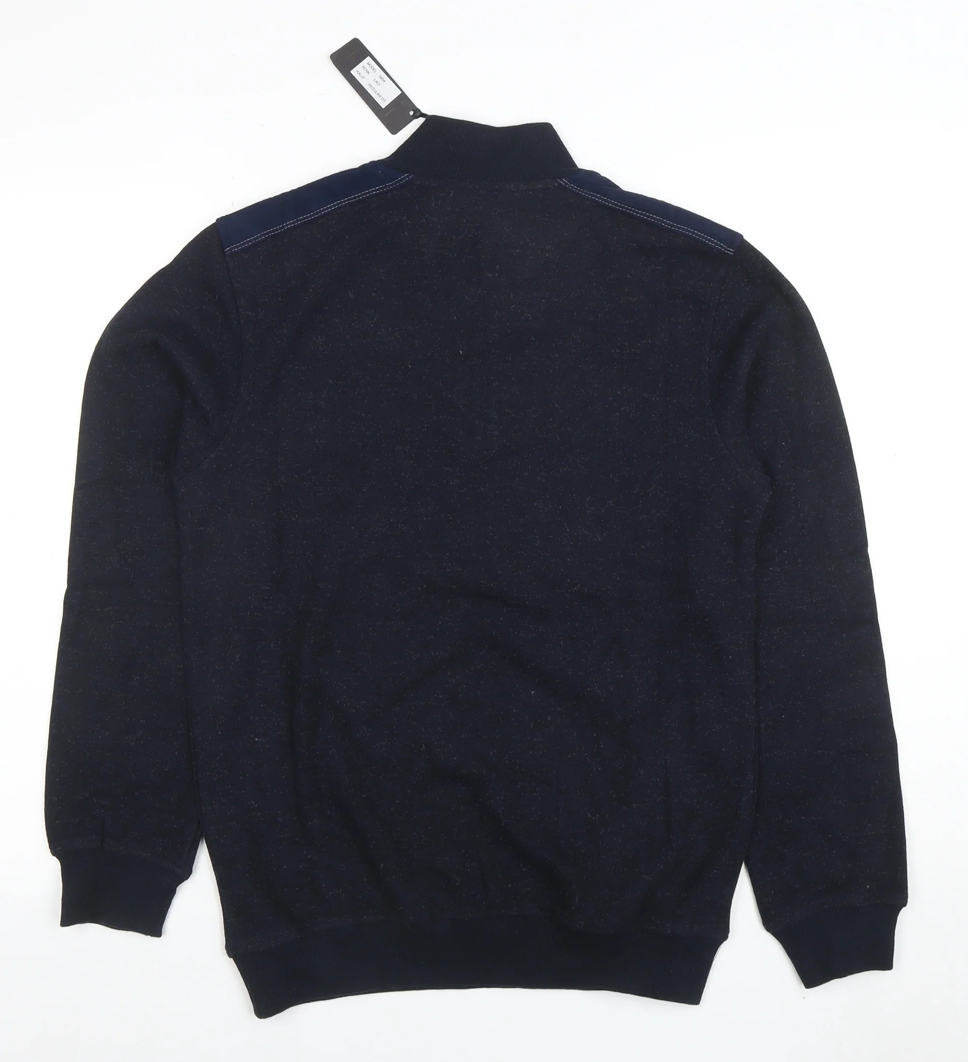 Vesbul Men's Blue 1/2 Zip Cotton Blend Sweatshirt Size M - Image 3