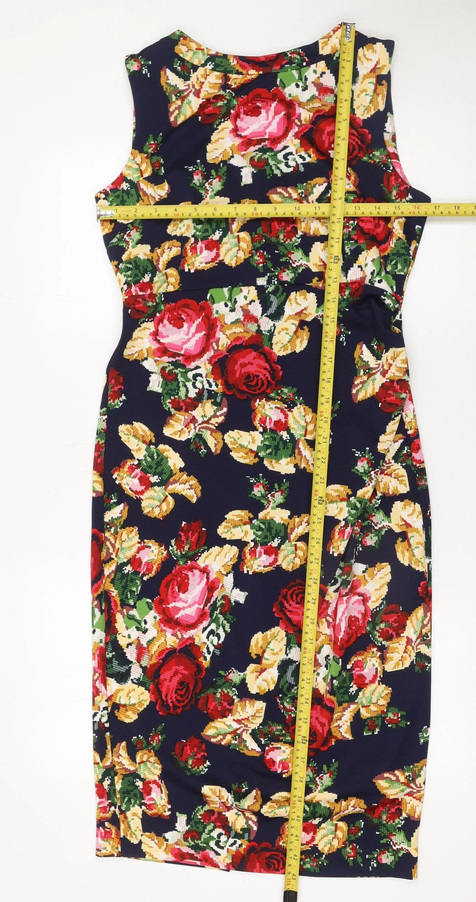 Vesper Women's Multicoloured Floral Bodycon Knee Length Dress Size 14 - Image 2