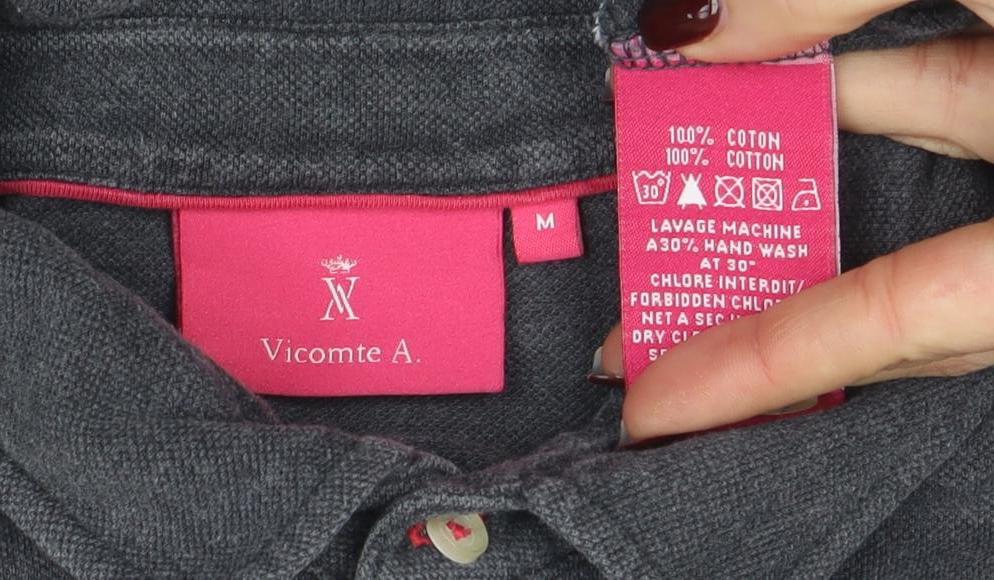 Vicomte A. Women's Grey Cotton Polo Shirt M Classic Fit - Image 4