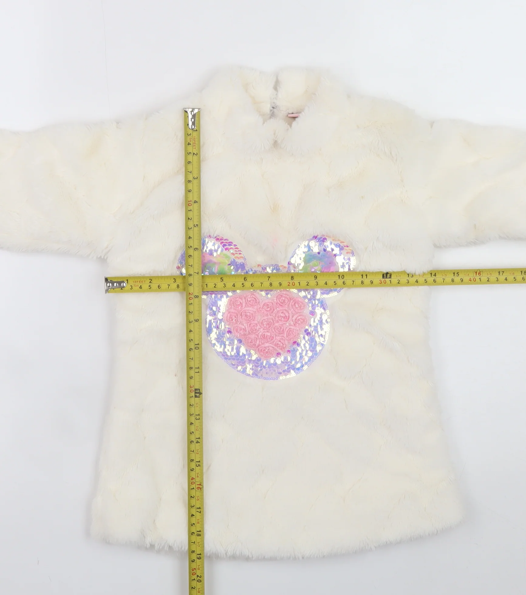 Victoria Originals Girls Ivory Faux Fur Sequin Pullover Sweatshirt 2 Years - Image 2