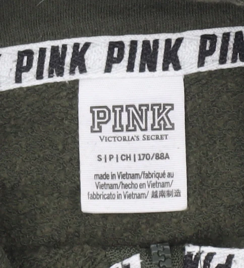 Victoria's Secret PINK Women Green Colourblock 1/2 Zip Sweatshirt Size S - Image 4