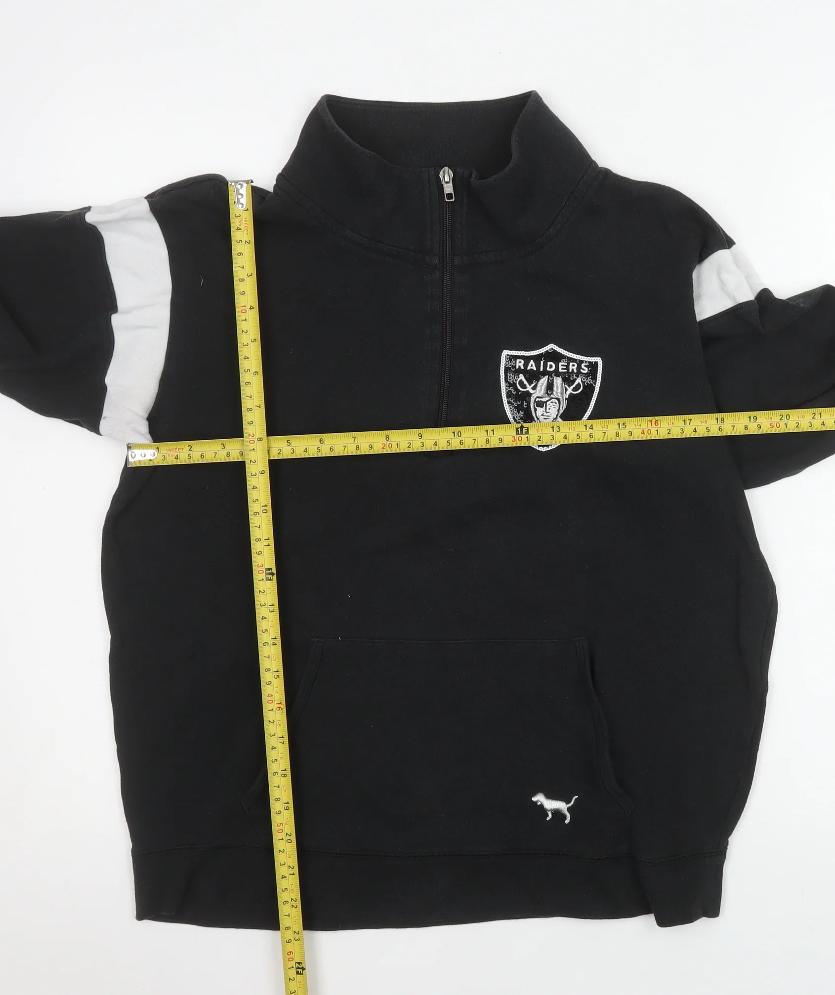 Victoria's Secret PINK Women's Black Raiders 1/4 Zip Sweatshirt M - Image 2