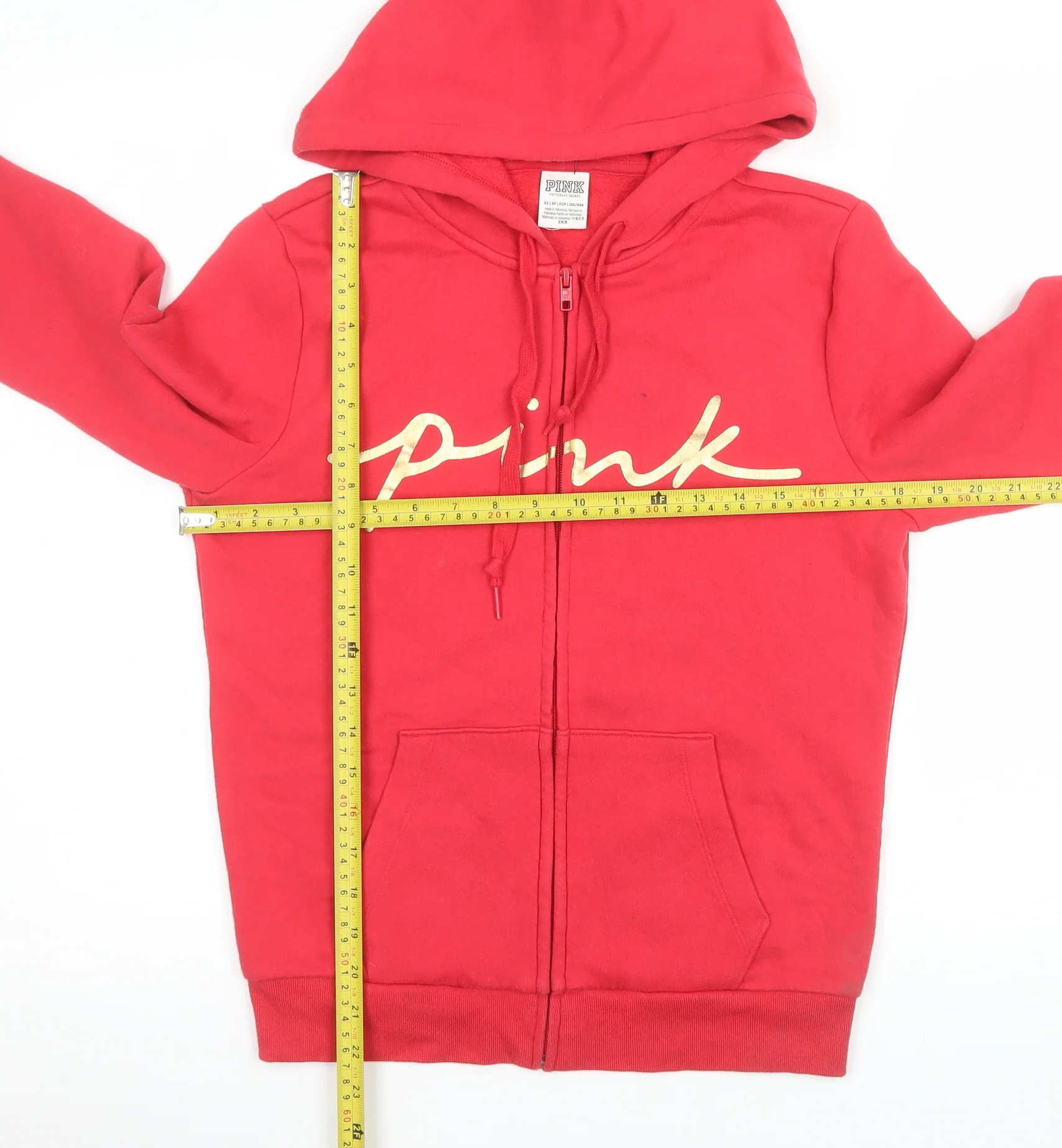 Victoria's Secret Pink Women's Red XS Hooded Zip Jacket - Image 2