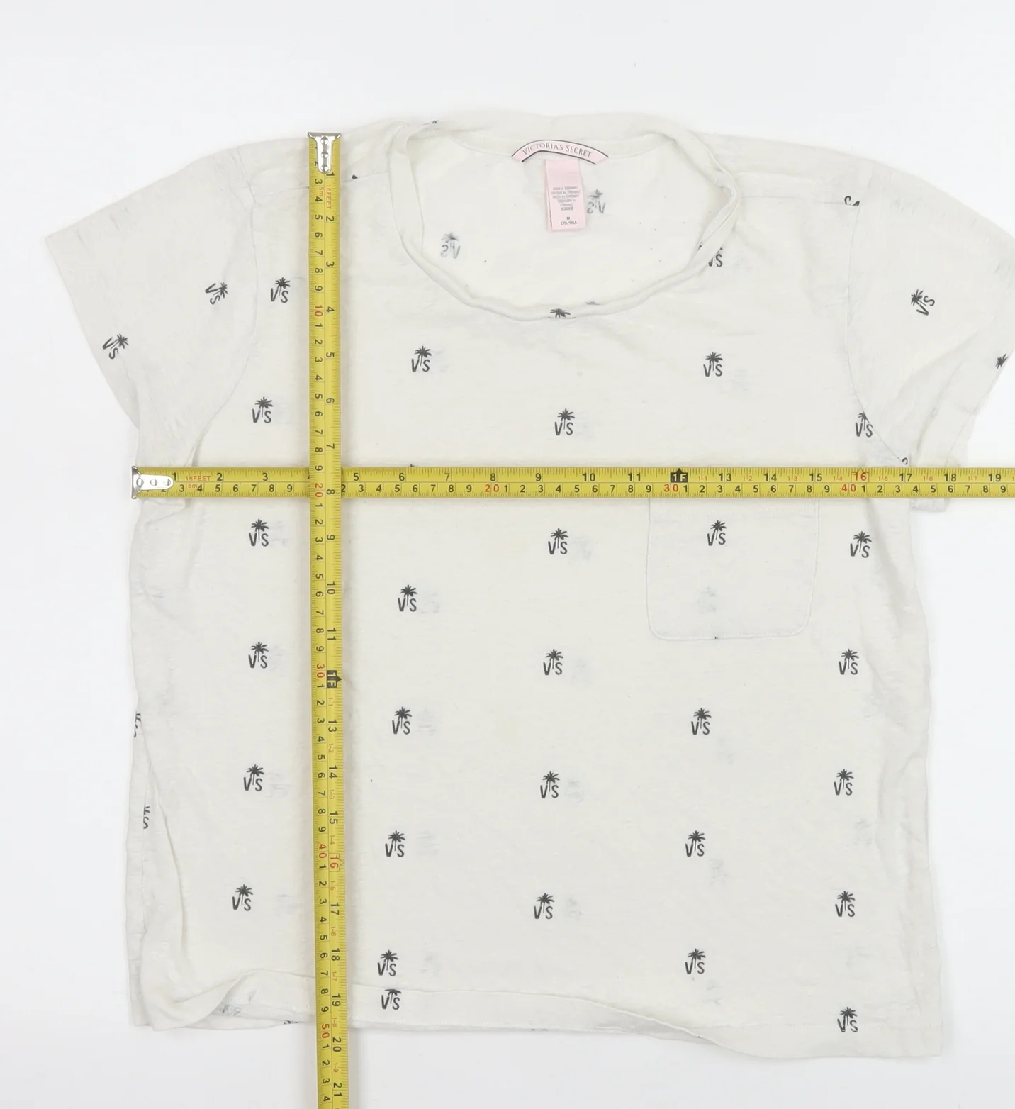 Victoria's Secret Women's Ivory Palm Print Short Sleeve T-Shirt Size 12 - Image 2