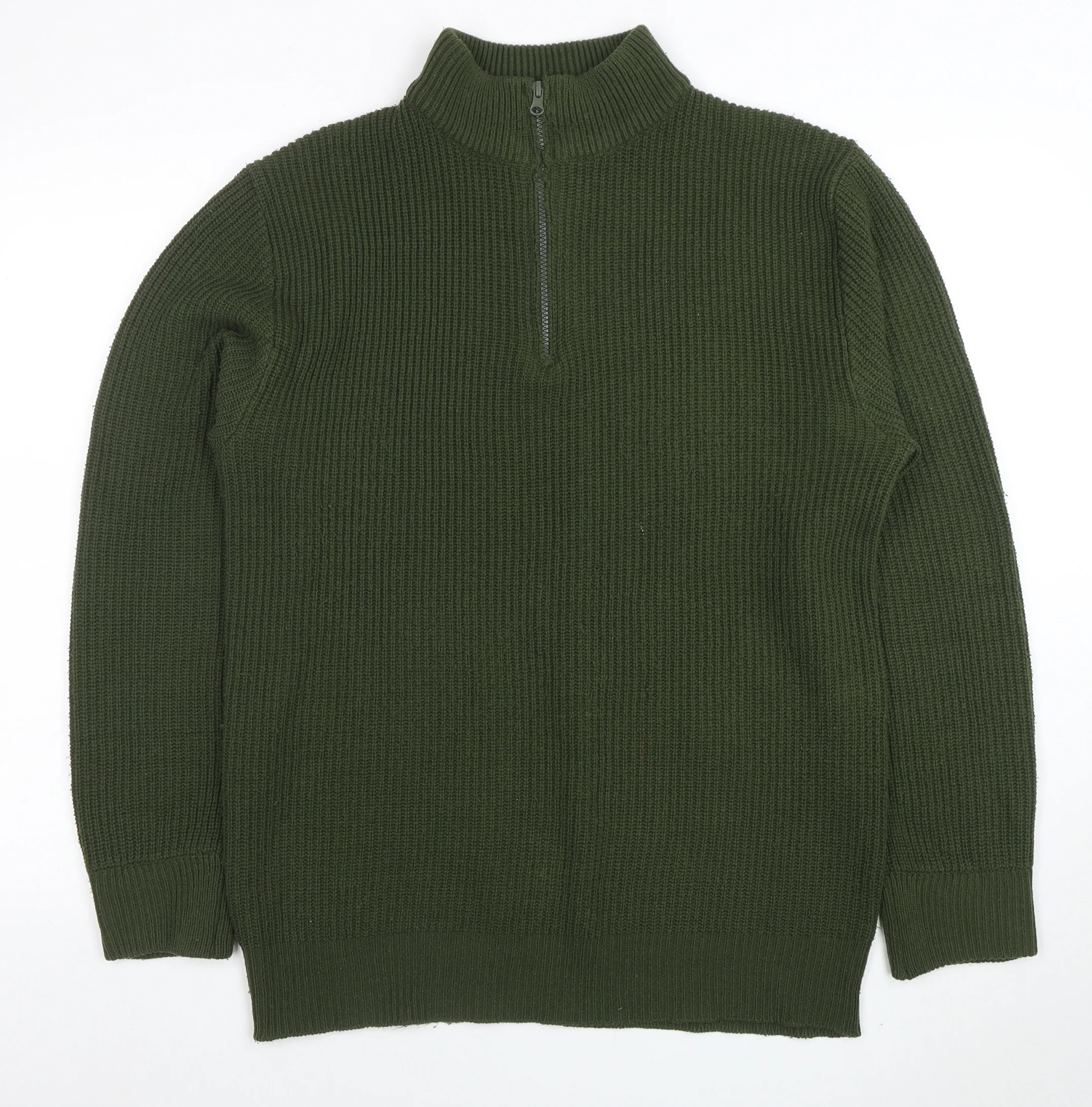 vidaXL Men’s Green 1/2 Zip High Neck Knit Jumper Size M