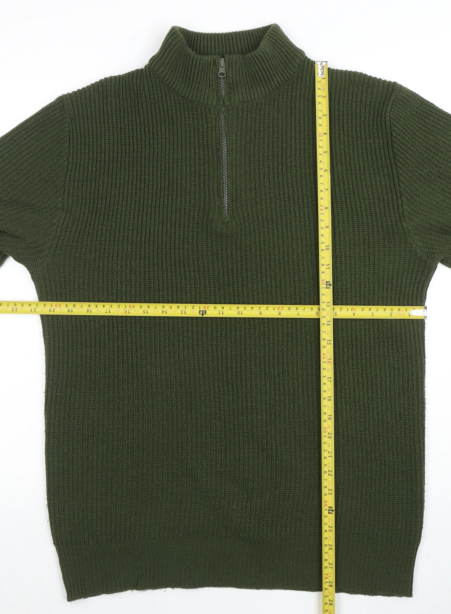 vidaXL Men’s Green 1/2 Zip High Neck Knit Jumper Size M - Image 2