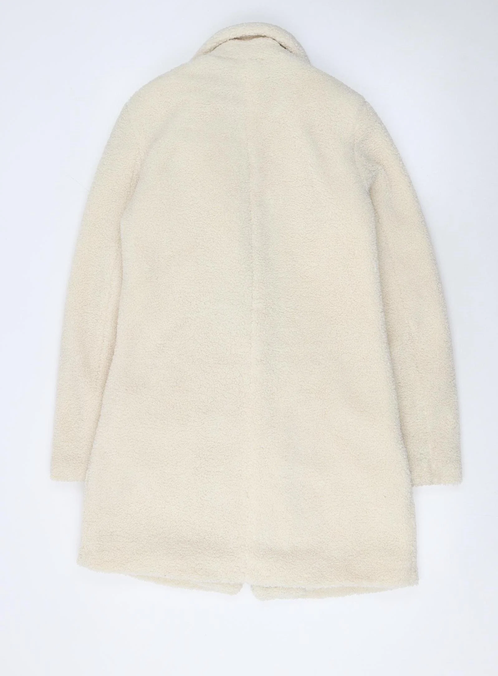 Vila Women Ivory Mid-Length Buttoned Teddy Coat Size 6 - Image 3