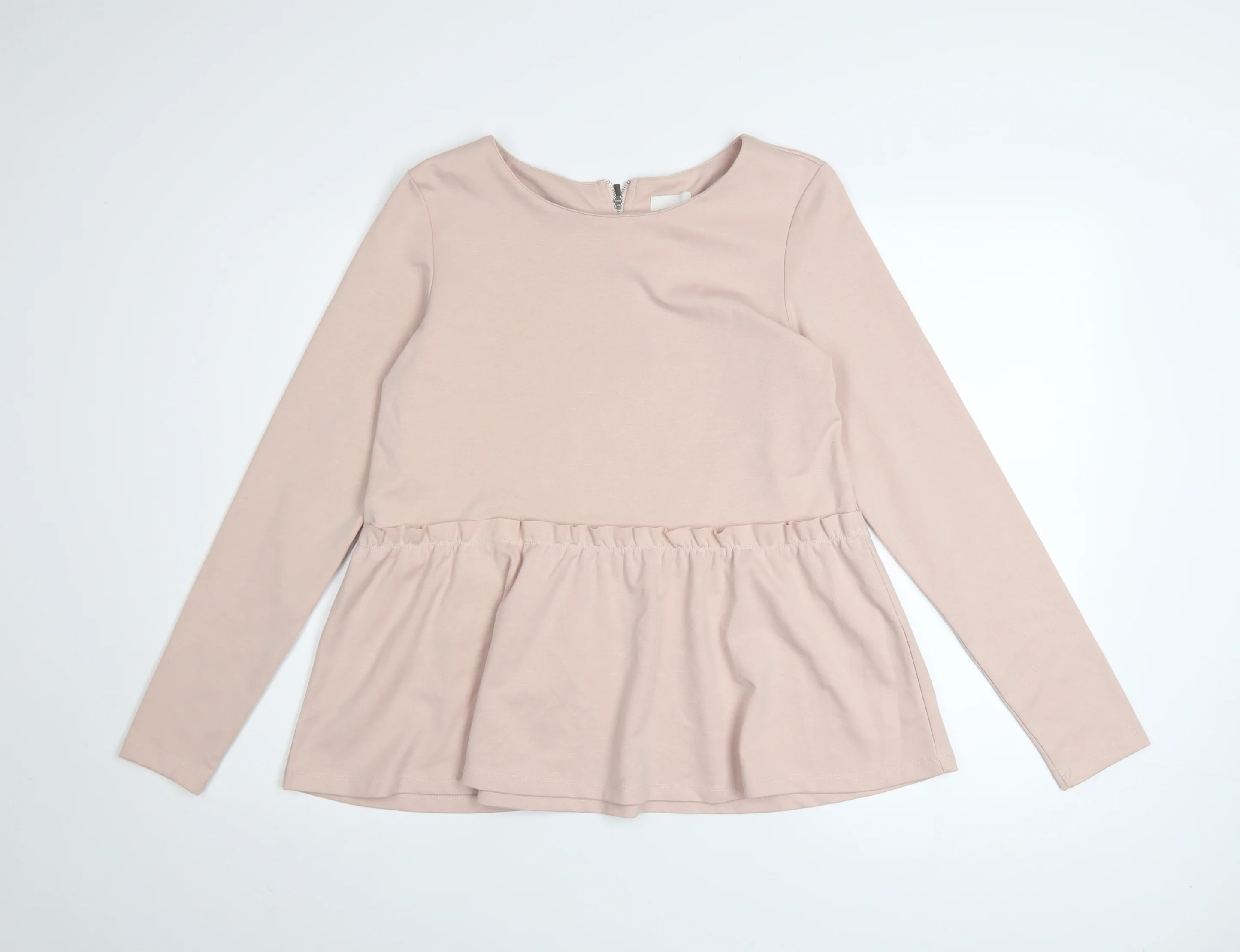 Vila Womens Beige Long Sleeve Peplum Sweatshirt Size M
