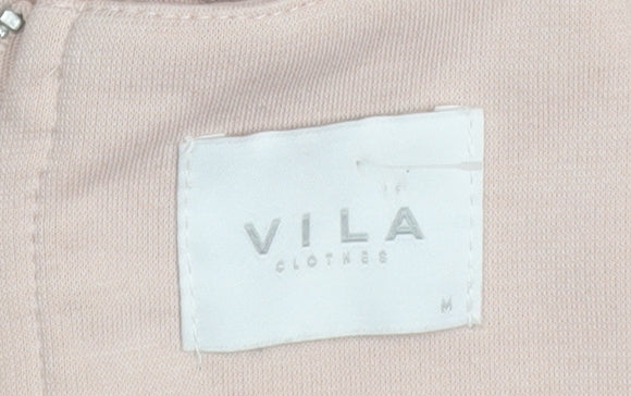 Vila Womens Beige Long Sleeve Peplum Sweatshirt Size M - Image 4