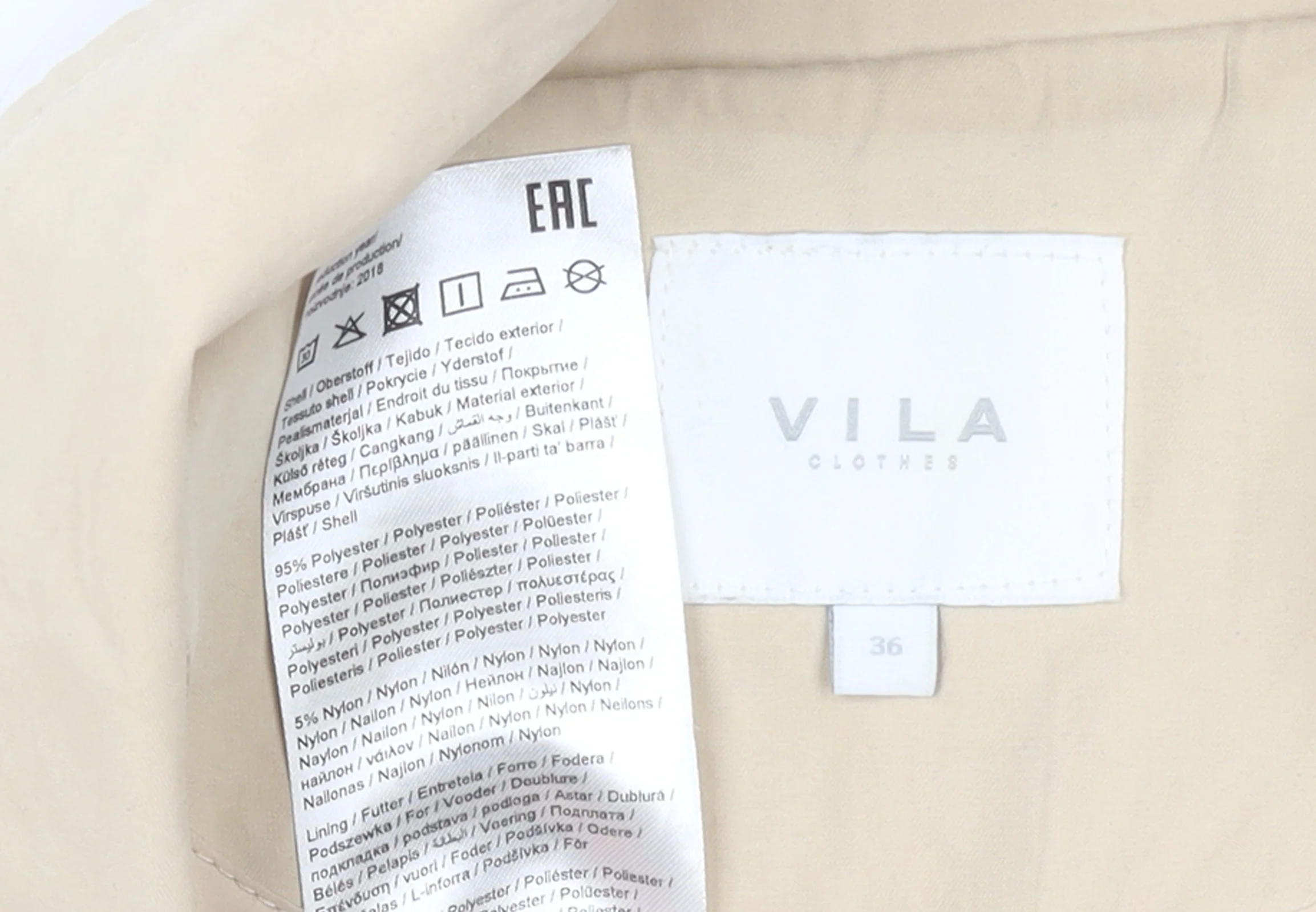 Vila Womens Beige Trench Coat Size 8 Long Double Breasted - Image 4