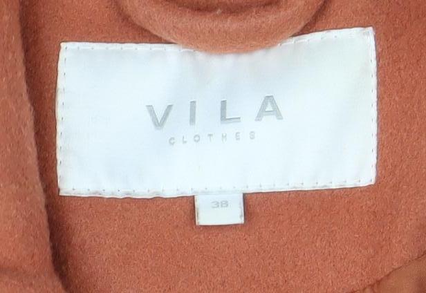 VILA Womens Brown Wool Jacket Size 10 Classic Short Style - Image 4