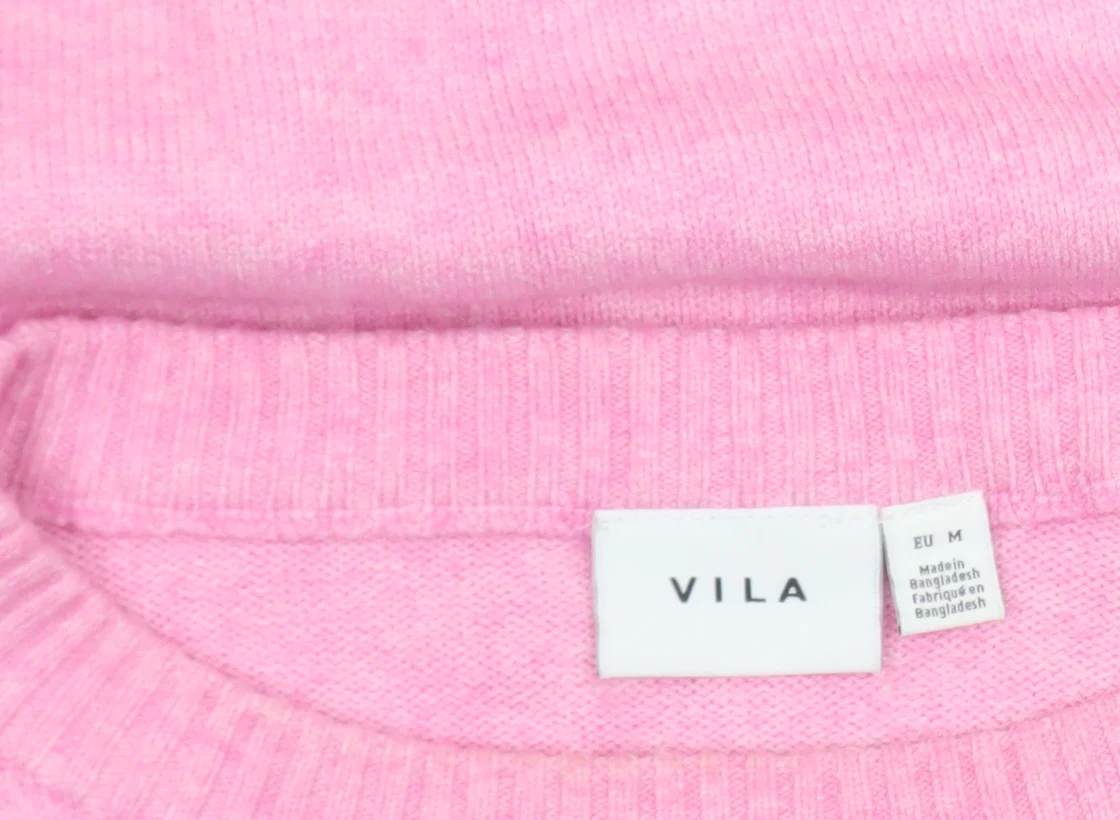 Vila Women's Pink Crew Neck Long Sleeve Pullover Jumper Size 12 - Image 5