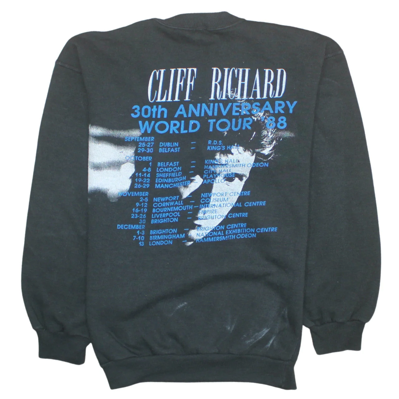 Vintage USA Cliff Richard Black Sweatshirt Women M 30th Anniversary Tour '88 - Image 4
