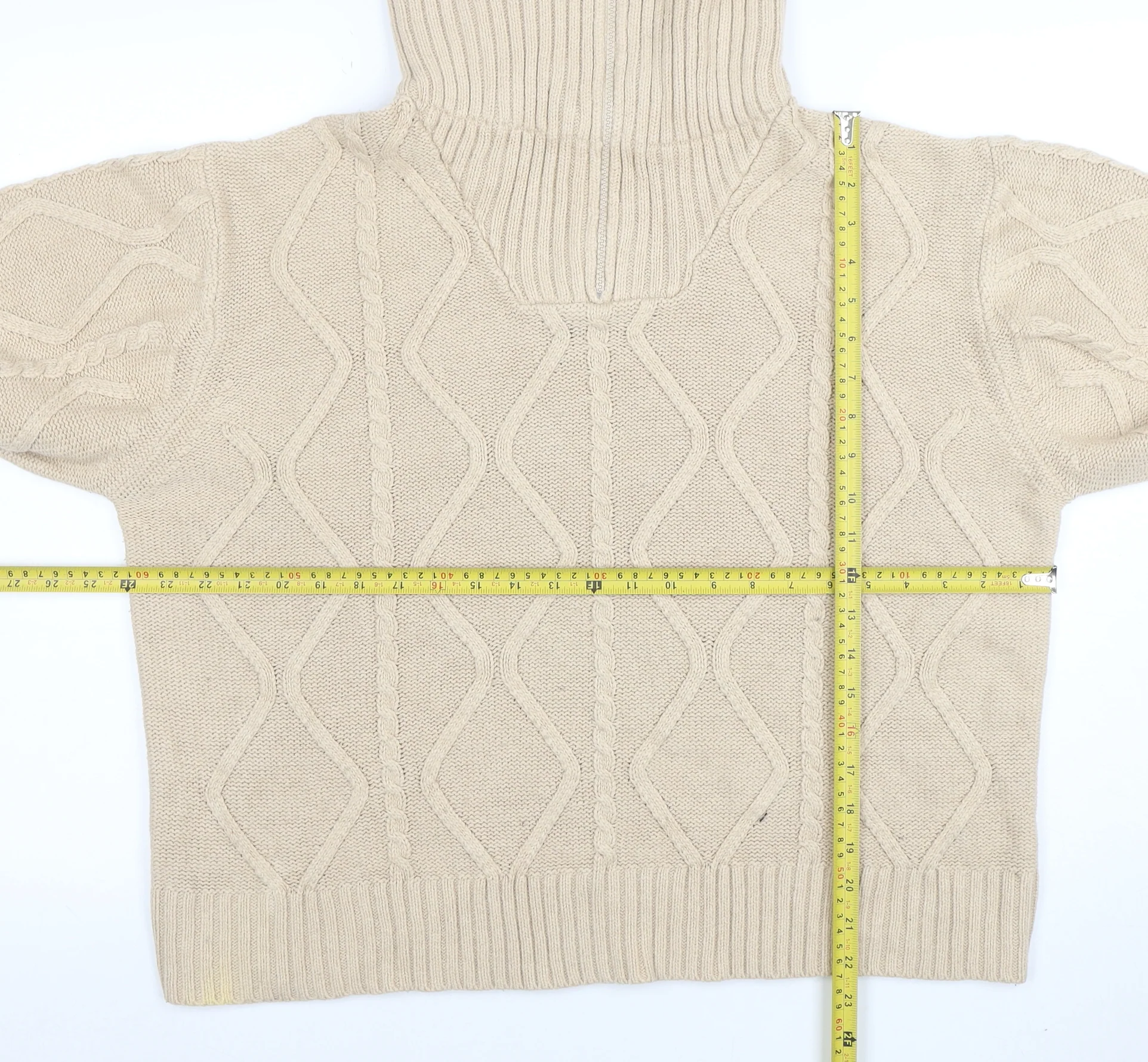 Violet Romance Womens Beige Size 18 Roll Neck Cable Knit Jumper - Image 2