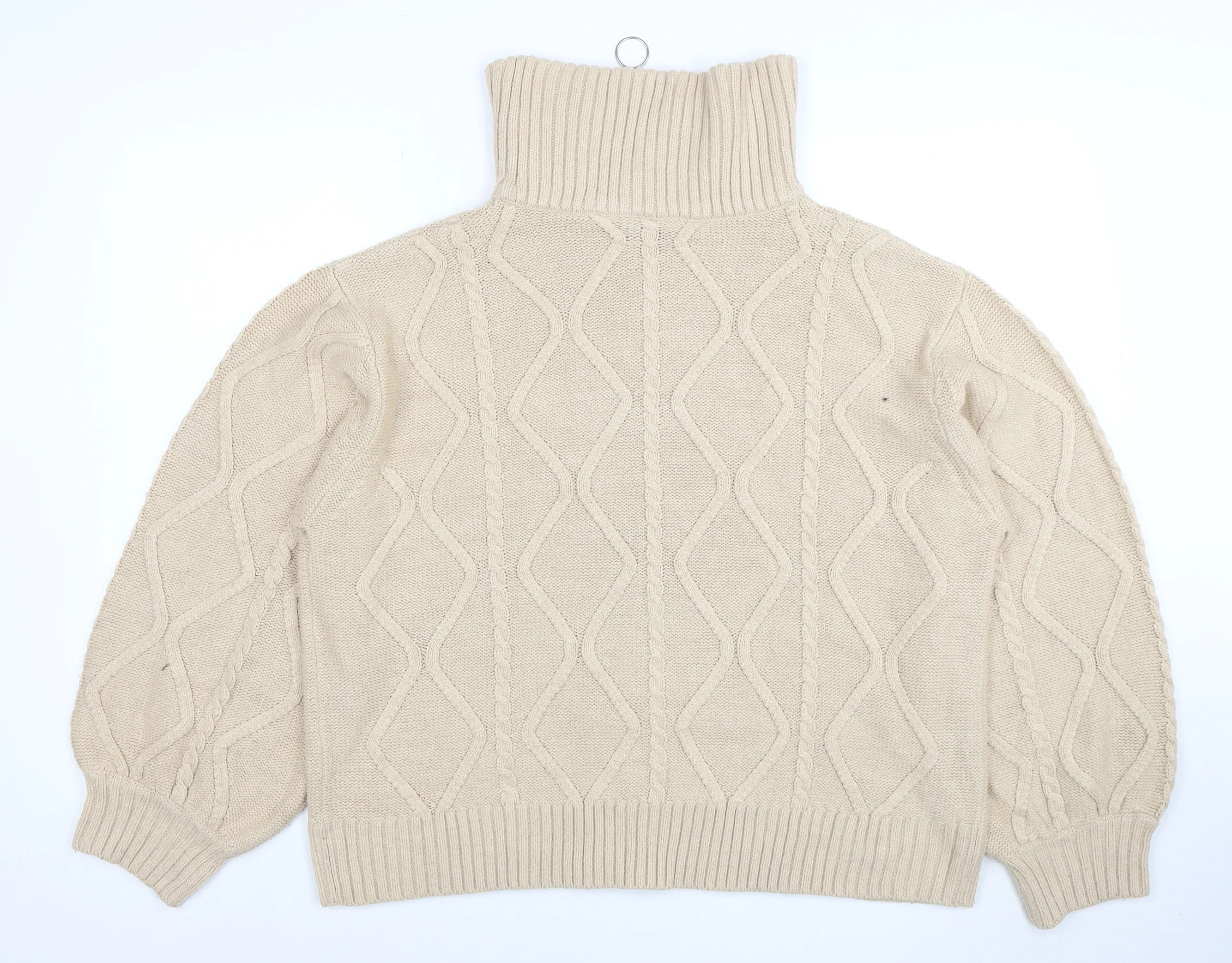 Violet Romance Womens Beige Size 18 Roll Neck Cable Knit Jumper - Image 3