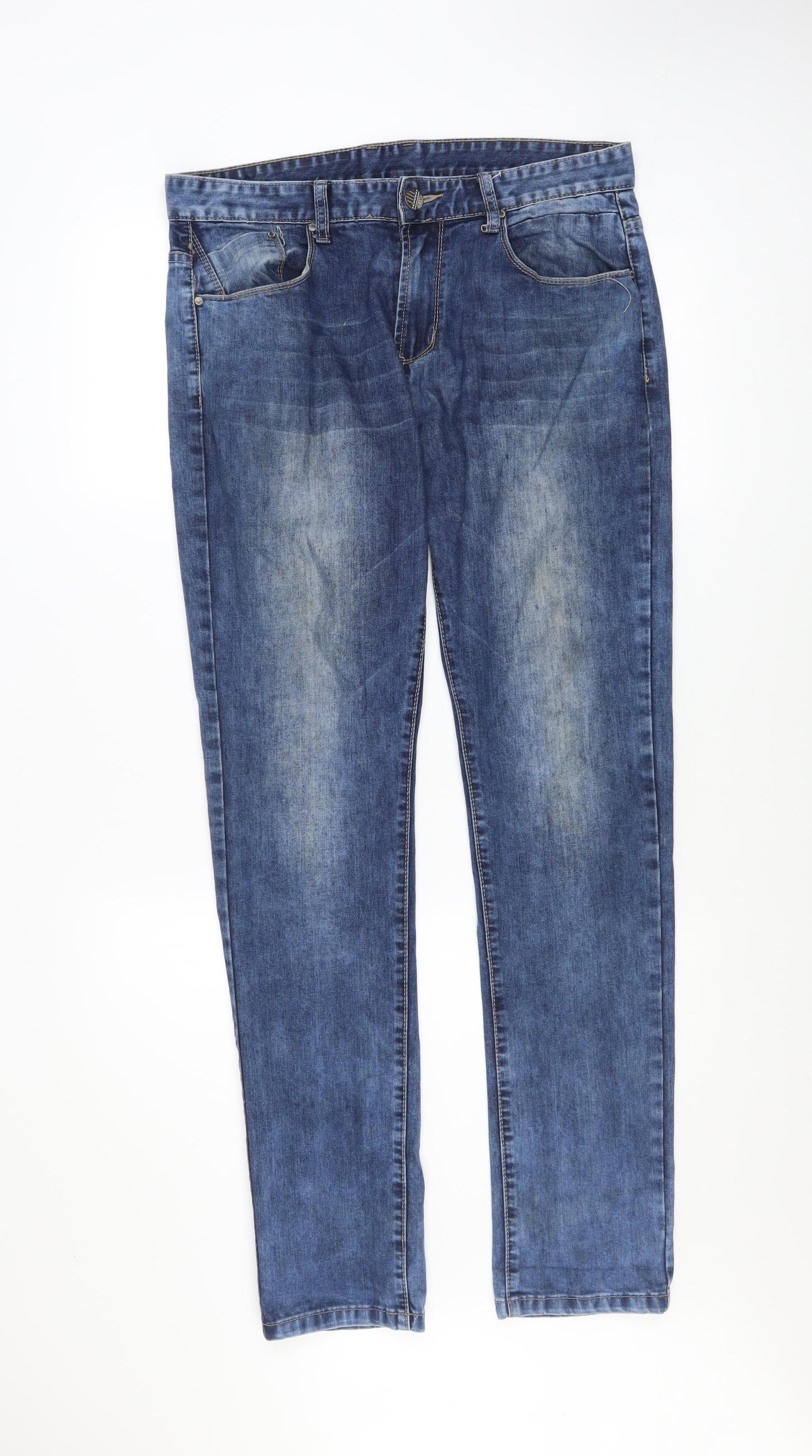 Virtu Jeans Men's Blue Regular Fit Straight Denim 34W 32L