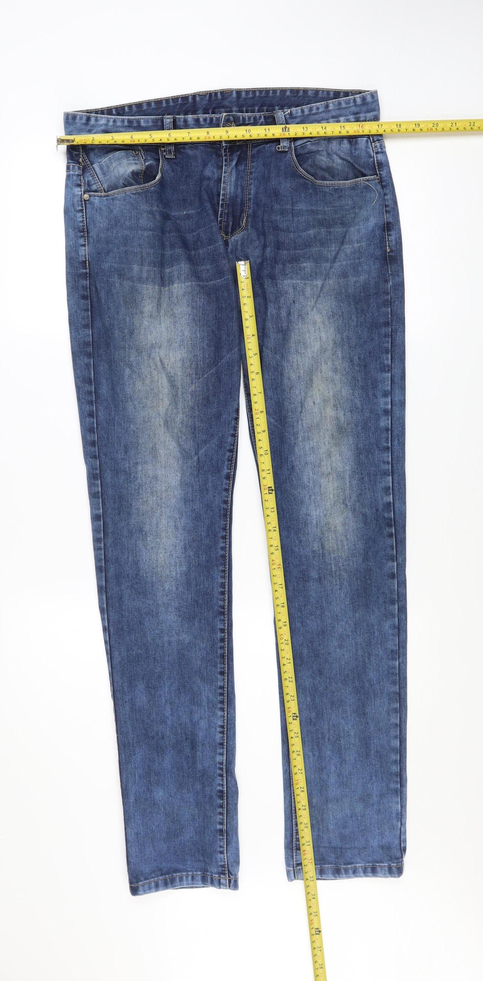 Virtu Jeans Men's Blue Regular Fit Straight Denim 34W 32L - Image 2