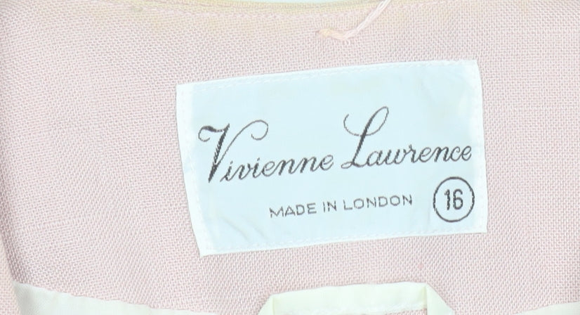 Vivienne Lawrence Women Pink Blouse Size 16 Classic V-Neck Work Top - Image 4