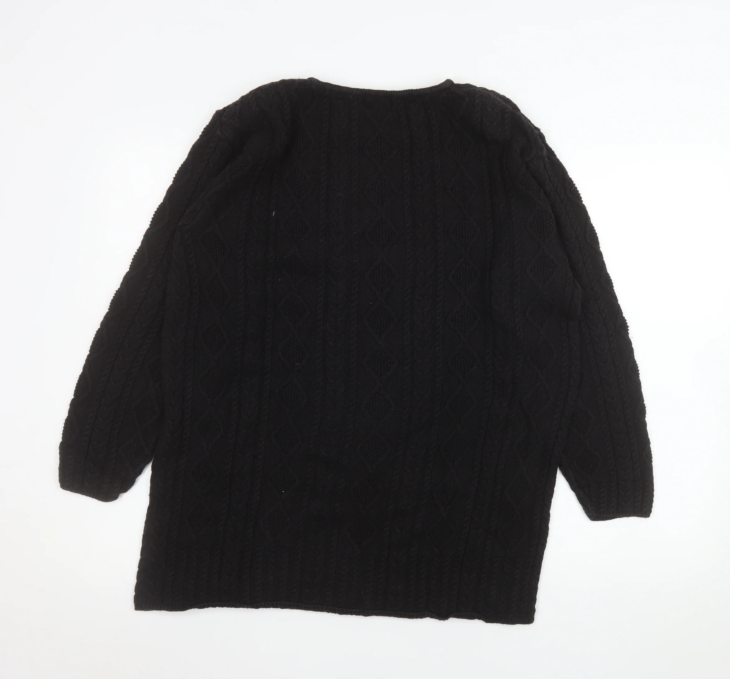 Viyella Women's Black Cable-Knit Cotton Pullover Jumper M - Image 3