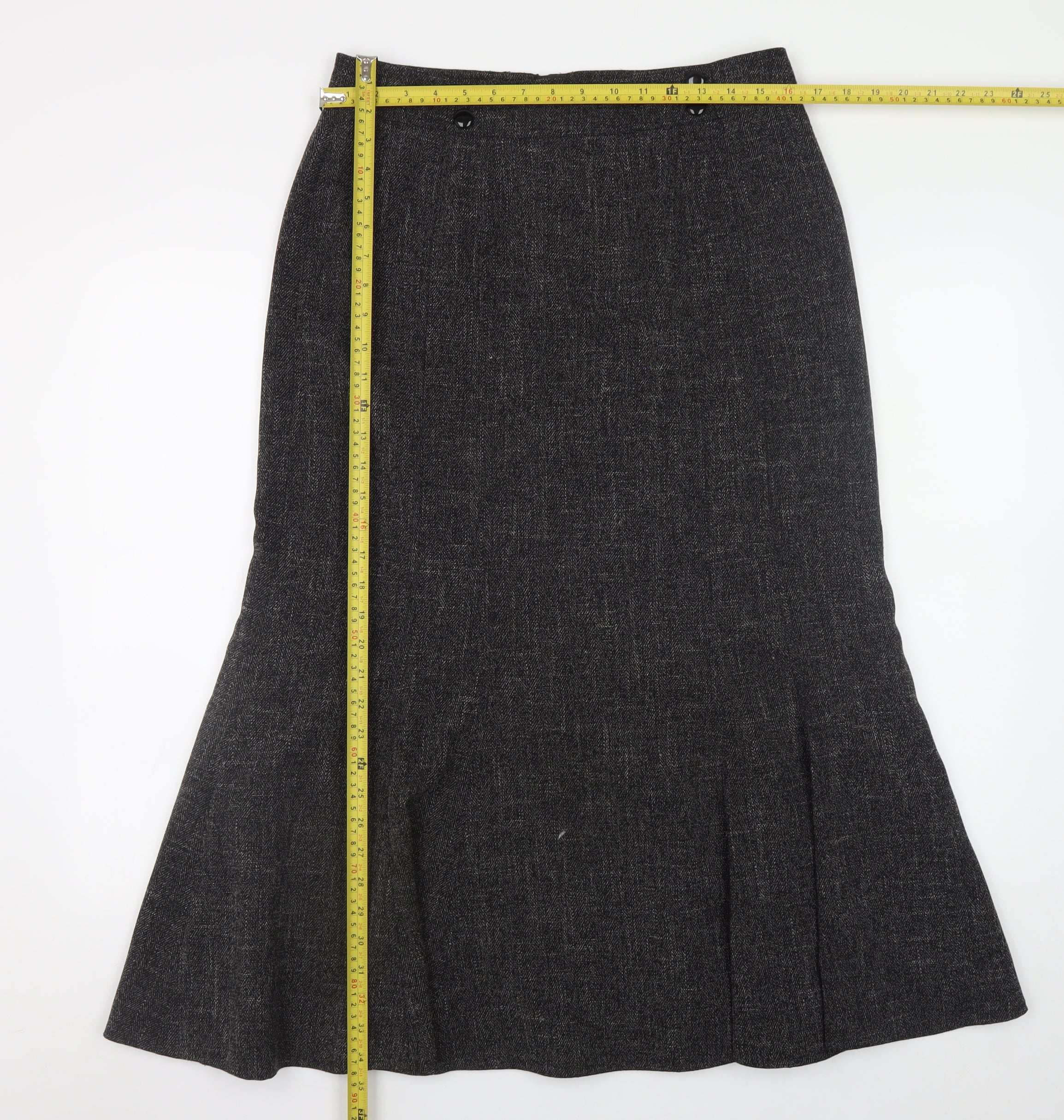 Viyella Women's Grey Midi Trumpet Skirt Size 12 Polyester Blend - Image 2